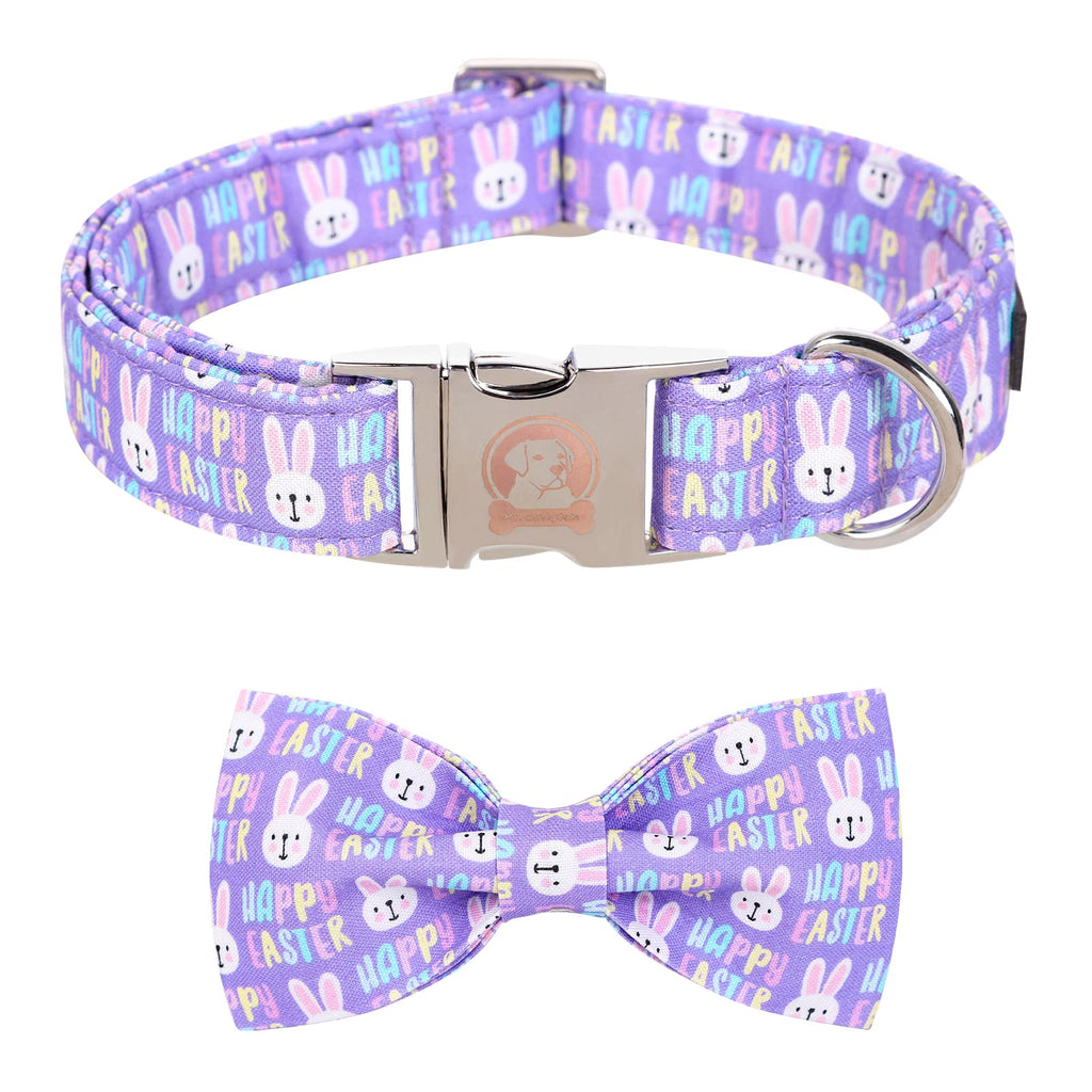 ·MR. CHUBBYFACE· Easter Dog Collar Rabbit Puppy Collar with Bow, Adjustable Pet Collar Bowtie for Small Medium Large Dogs