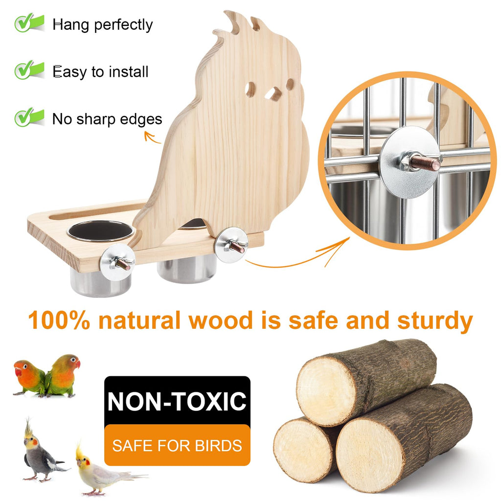 SMICEM Natural Wood Perch, Adjustable Cage Accessory & Toy, Tool-Free Design for Parakeets, Cockatiels, Lovebirds