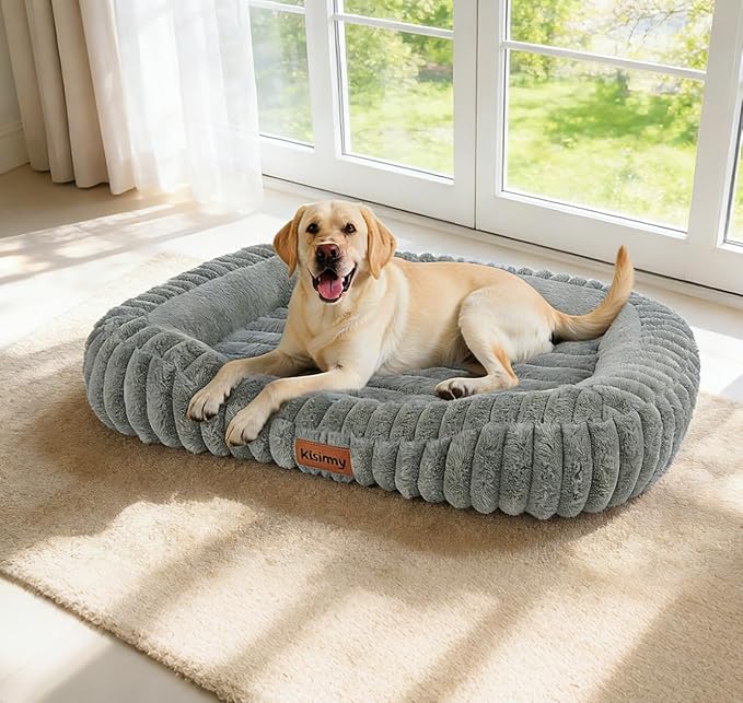 KISIMUY Orthopedic Dog Bed, Memory Foam Bolster Bed for Large Sized Dog