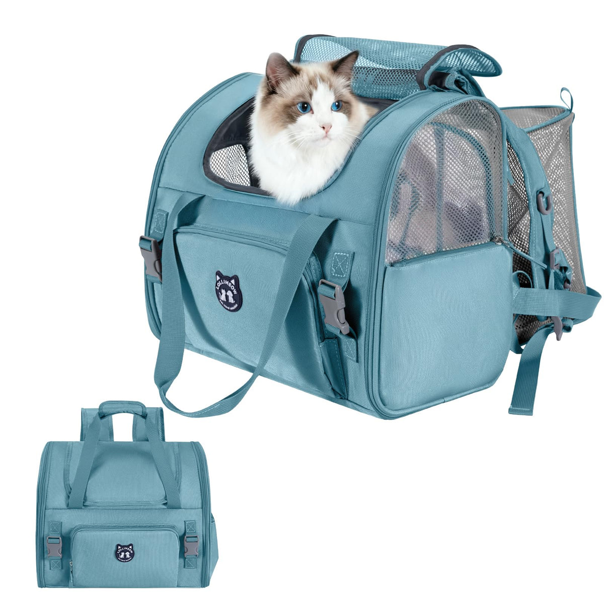 Lollimeow Expandable Cat Carrier Backpack for Large Cats - Airline Approved Pet Carrier Backpack for Small Dogs, Hiking & Travel, Waterproof with Breathable Mesh, 14lbs Capacity (Plum, Standard)