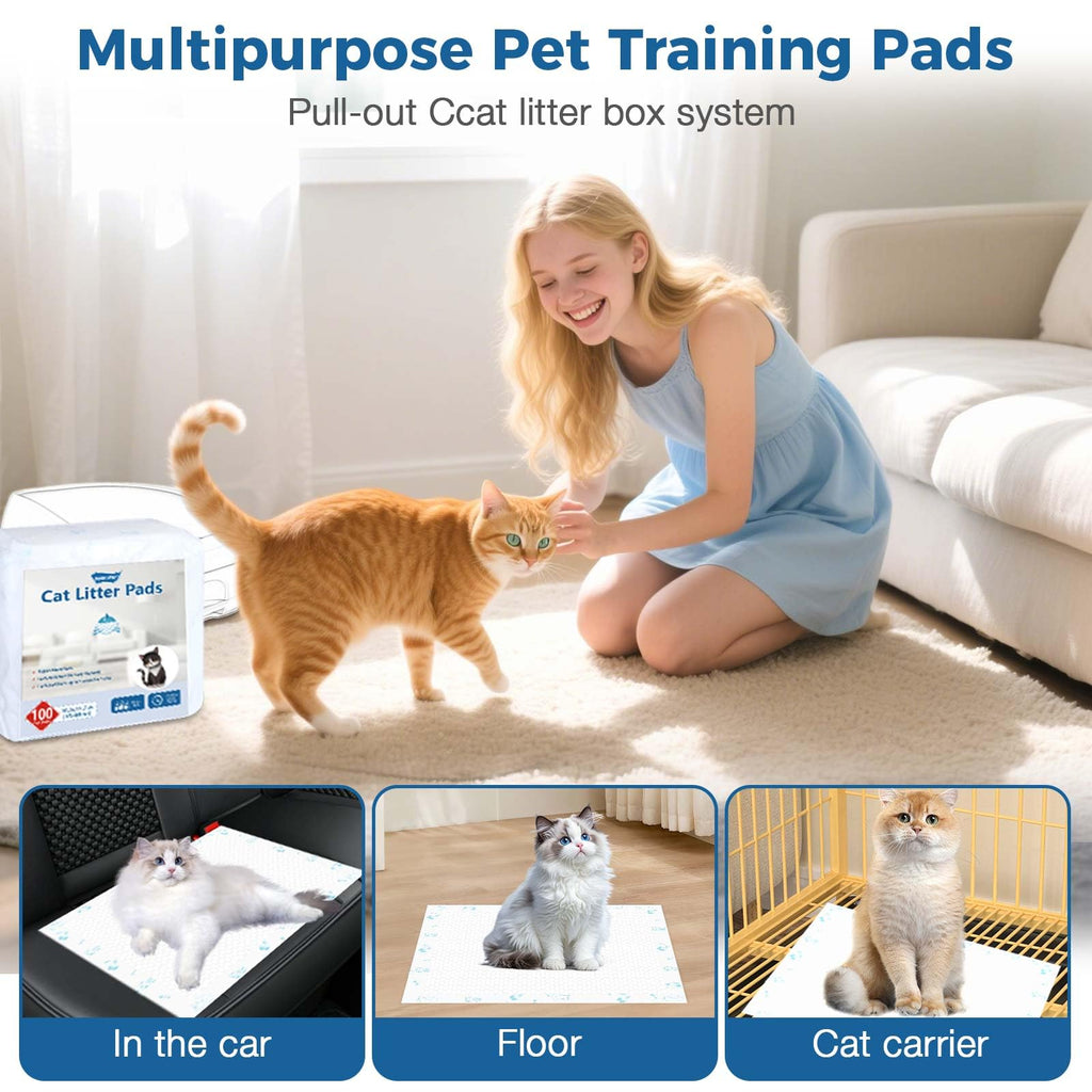 Cat Pads 50 ct Super Absorbent Pet Pee Pads Compatible with Tidy Cats Breeze Litter System 16.9x11.4 Inch Litter Pad for Litter Box