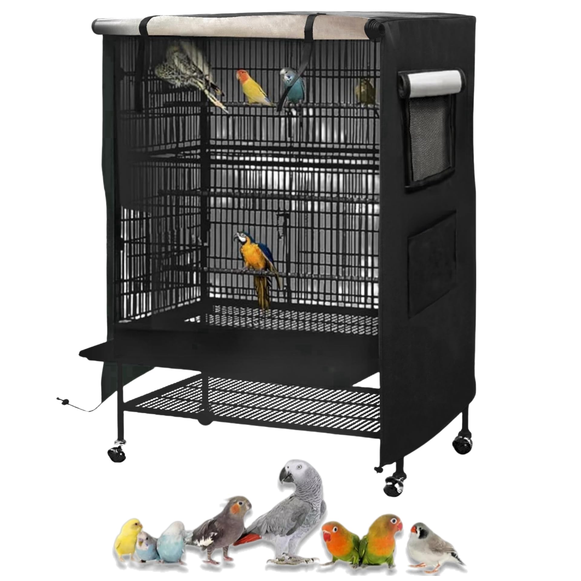 Bird Cage Cover Good Night for Medium Cage with Zipper, Bird Universal Pet Cover Good Night for Cats, Mink, Totoro, Parakeet, Parrot and Small Animals, Medium (20" L x 15" W x 39" H)