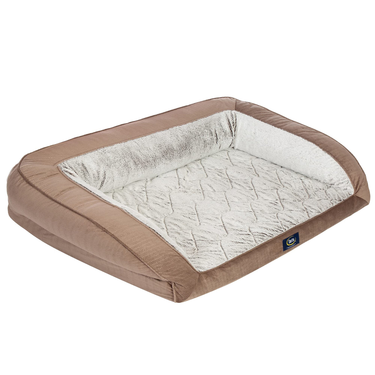 Serta Orthopedic Quilted Couch Dog Bed for Pets – Slate Gray (Large)