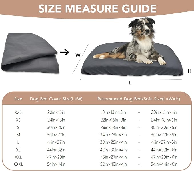 Dog Bed Cover Waterproof Replacement Machine Washable Covers for 36x27 Inch Dog Bed Heavy Duty Scratch Resistant Mattress Protector Pet Bed Cover Only Grey
