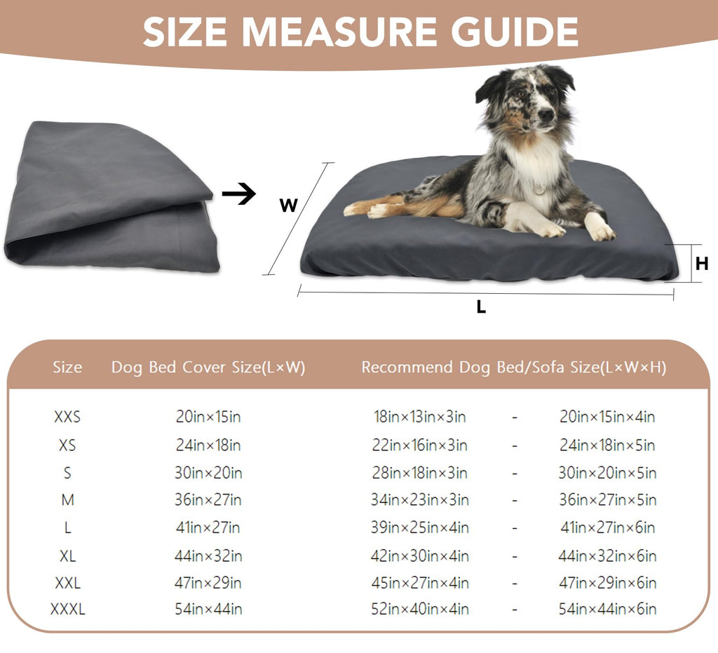 Dog Bed Cover Waterproof Replacement Machine Washable Covers for Dog Bed Heavy Duty Scratch Resistant Mattress Protector Pet Bed 24x18 Inch Grey Cover Only