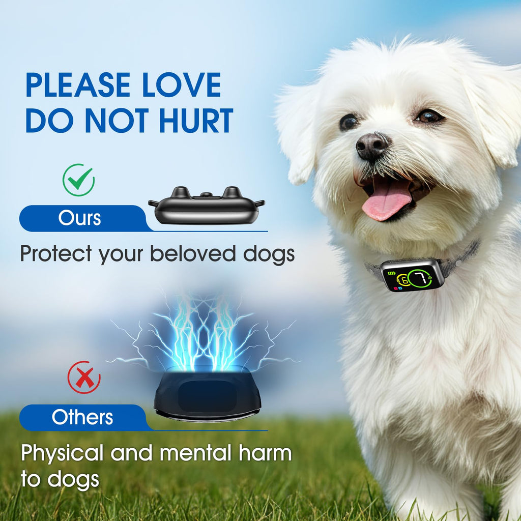 1S Stop Barking Smart Dog Bark Collar, Humane Anti Barking Device with Beep & Vibration, 7 Adjustable Sensitivity, Ultra-Light Bark Collar for Small Medium Large Dogs (Black, 1 Pack)