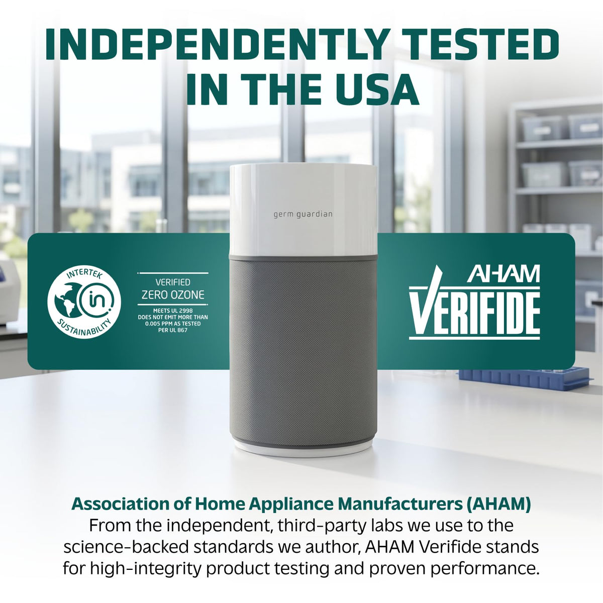 GermGuardian AirSafe+ XL Air Purifier for Bedroom and Home - UV-C - 360-Degree True HEPA Filter - Filters Pet Dander, Dust, Pollen, Smoke - Air Quality Monitor - AC3200 - Gray & White