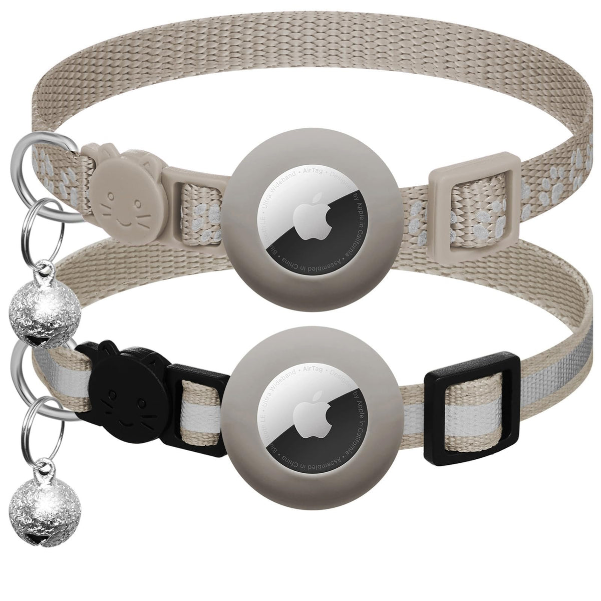2 Pack Airtag Cat Collar Breakaway with Bell,Reflective Kitten Collar with Apple Airtag Cat Collar Holder,Adjustable 7-12In,Safety Buckle for Girl Boy Cats,Pet Supplies,Accessories,Gifts (Purple)