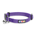 Pawtitas Personalized Cat Collar with Breakaway Safety Release Buckle Adjustable Length | Cat Collar with Custom Embroidered for Your Pet's Name and Phone Number | Grey Cat Collar with Removable Bell