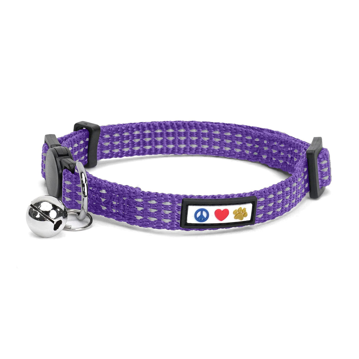 Pawtitas Personalized Cat Collar with Breakaway Safety Release Buckle Adjustable Length | Cat Collar with Custom Embroidered for Your Pet's Name and Phone Number | Grey Cat Collar with Removable Bell