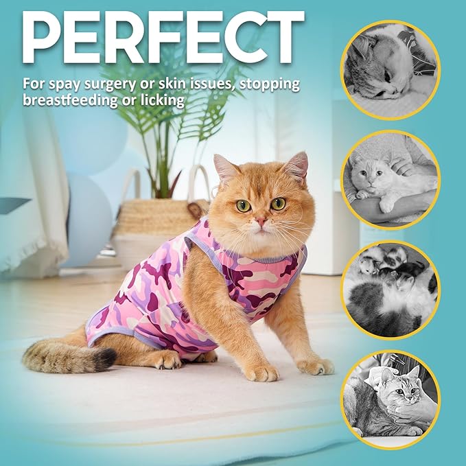 Avont Cat Recovery Suit - Kitten Onesie for Cats After Surgery