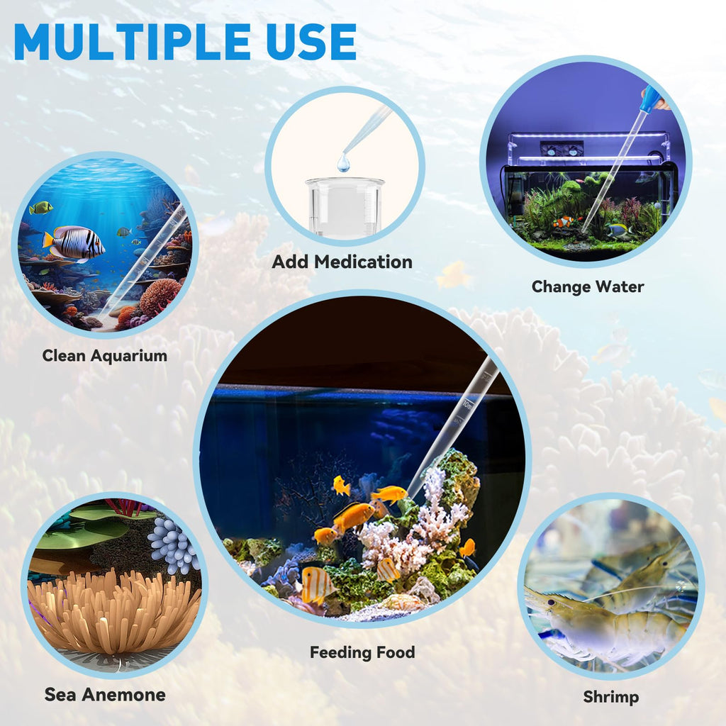 Depeew 27.7IN Extra Long Turkey Baster for Aquarium, Blue, 50ml