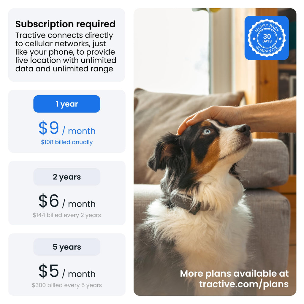 Tractive Smart Dog GPS Tracker | Live Pet Tracker with Virtual Fence | Vital Signs Monitoring of Heart & Respiratory Rate | Bark Monitoring | Dog Collar Attachment (Mint)