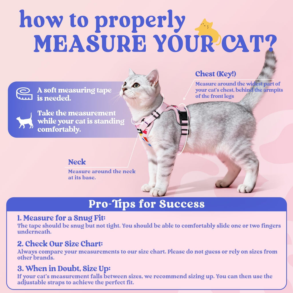 rabbitgoo Cat Harness and Leash Set, Escape Proof Vest, Purrty Pink