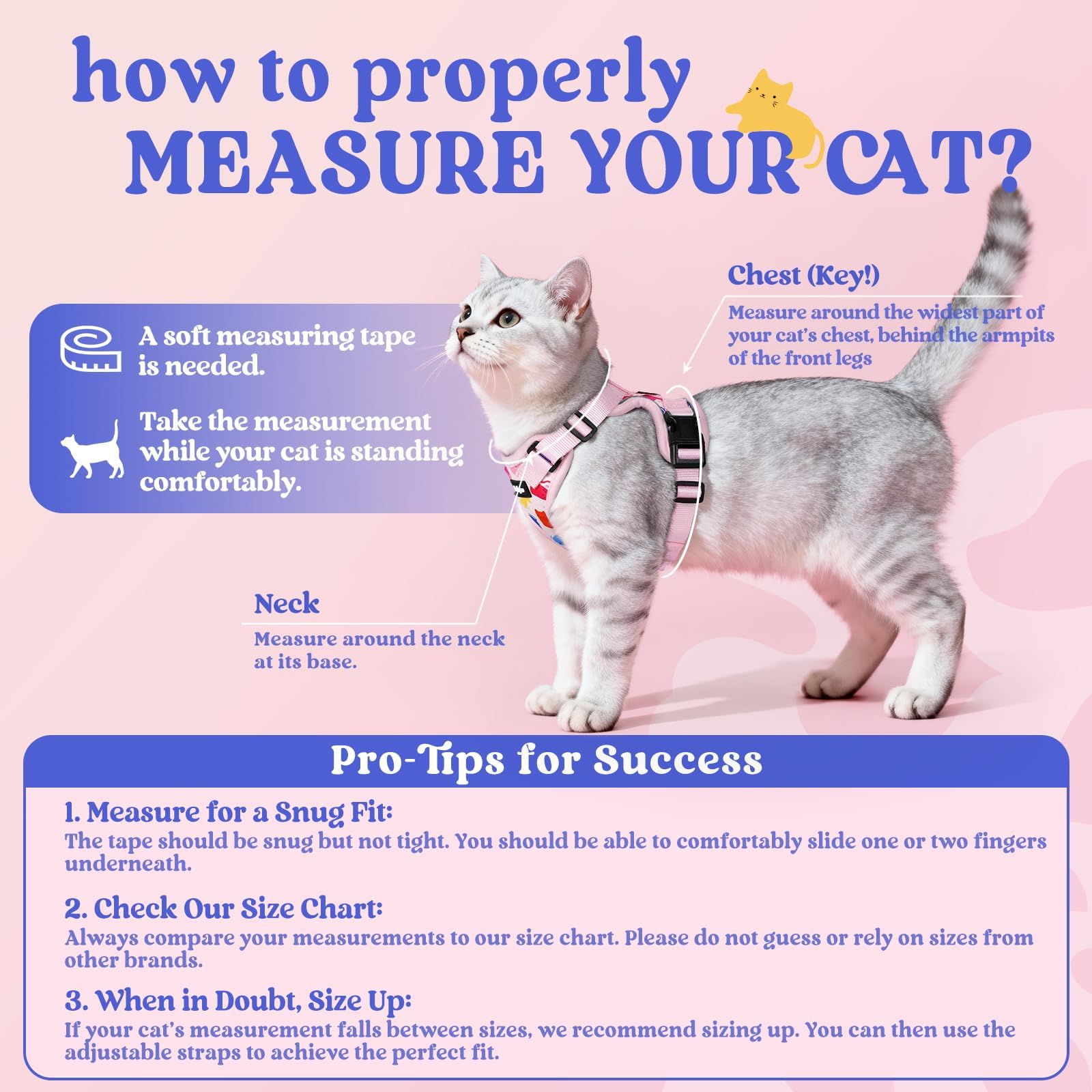 rabbitgoo Cat Harness and Leash Set, Escape Proof Vest, Purrty Pink