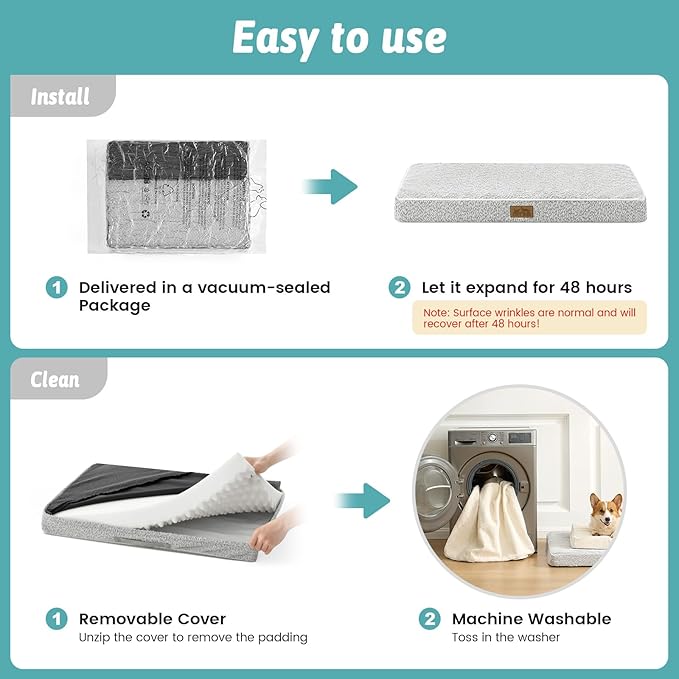 COZY KISS Flat Dog Bed Mat Washable for Extra Large Dogs, XL 44x32 inch