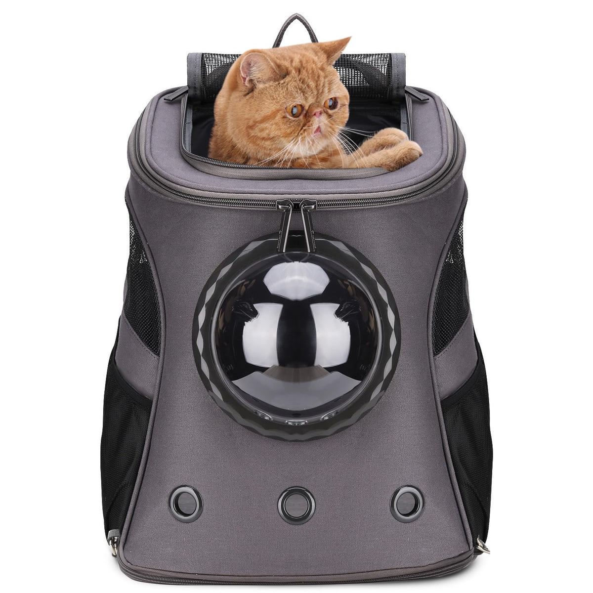 LOLLIMEOW Large Pet Carrier Backpack, Bubble Backpack Carrier for Fat Cats and Puppies,Airline-Approved(Grey)