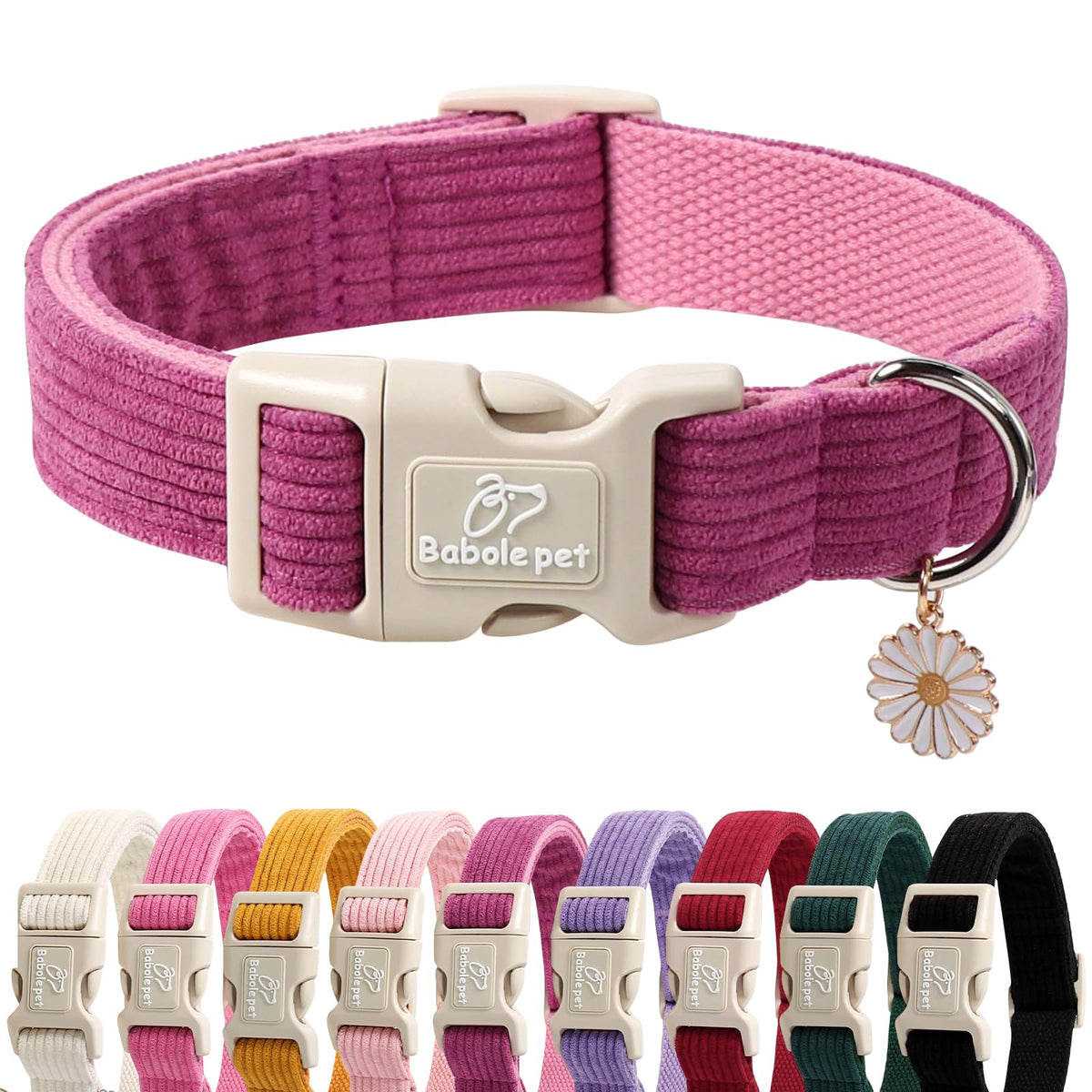 Babole Pet Nylon Dog Collar - Adjustable Black Soft Webbing Dog Collars for Small Medium Large Dogs Boy Girl Puppy Collar with Safety Metal Buckle S