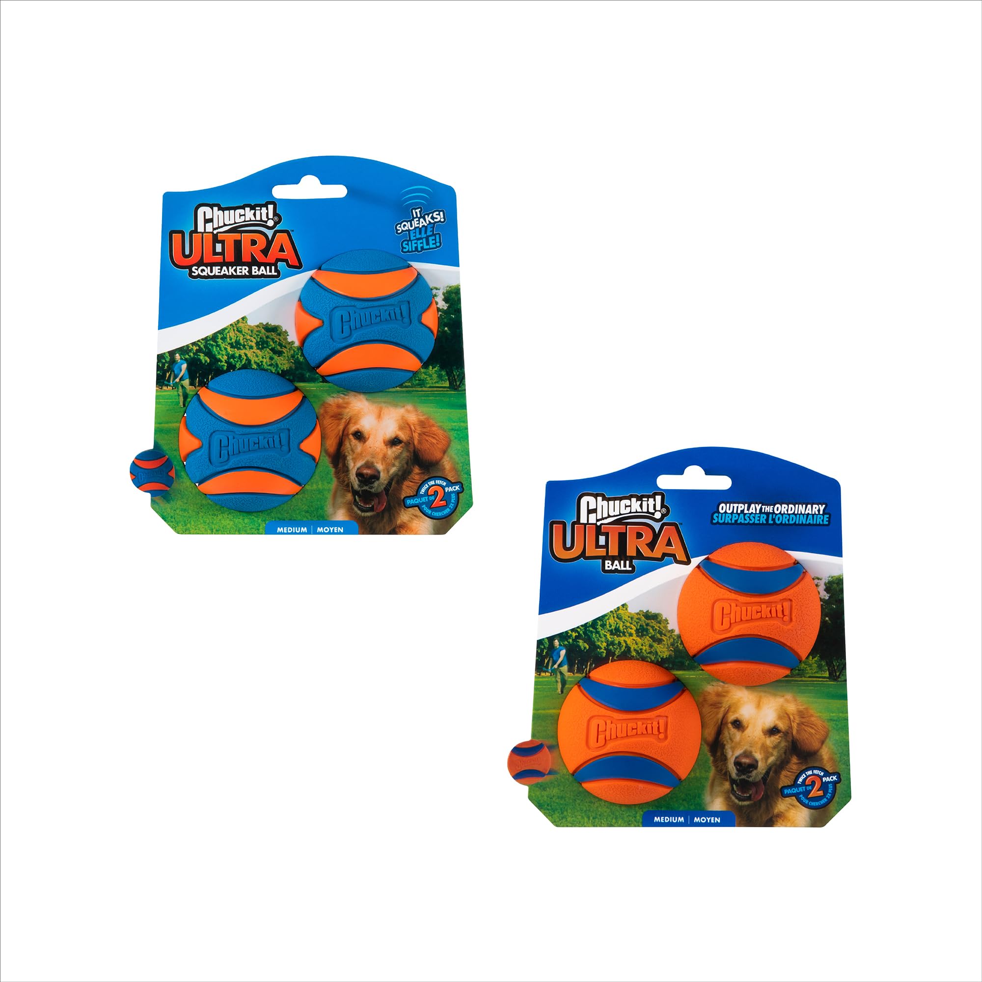 Chuckit! Ultra Ball Dog Toy - Medium Bouncy Fetch Balls for Dogs 20-60 lbs - Made from Durable Rubber - Floating Water Pet Toys - Size Medium - 2.5-inch Diameter - Pack of 4