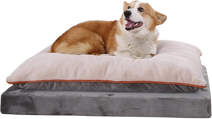 Washable Dog Bed with Cooling Gel Memory Foam, Pressure-Relief Support for Dogs up to 50lbs, Non-Slip Bottom, Removable Cover