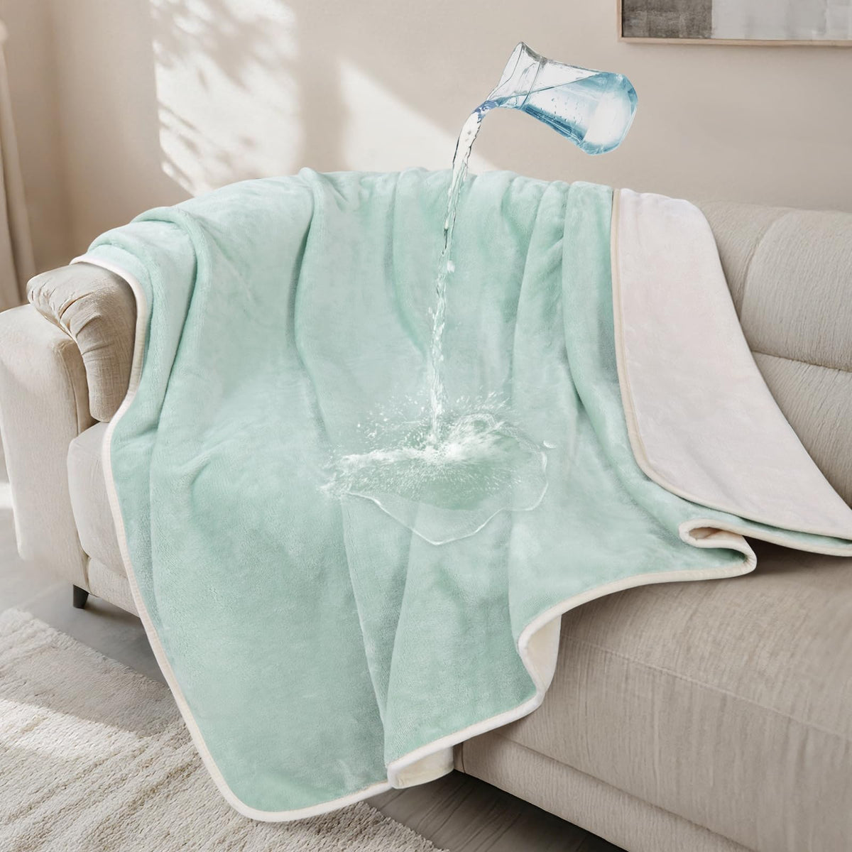 LOOBANI Waterproof Blanket for Bed, Soft Flannel Twin Bed Blanket 60" x 80"