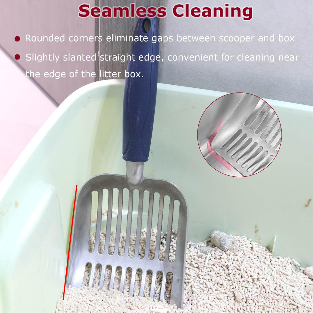 Frxat Cat Litter Scoop, Kitty Metal Scooper, Aluminum Alloy Sifter, Kitten Pooper Lifter, Deep Shovel, Long Handle, Poop Sifting, Durable, Heavy Duty, for Litter Box