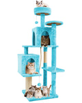 TSCOMON 58.5inch Large Cat Tree Tower Condo for Indoor Cats, Soft Plush Multi-Level Climbing Tree Cat House, Scratching Post, More Entrance/Exit, Sisal Rope, Peacock Blue