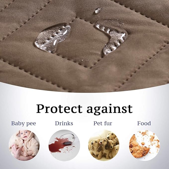 H.VERSAILTEX Reversible Loveseat Cover Furniture Protector Anti-Slip Water Resistant 2" Elastic Straps Couch Covers Pets Fit Sitting Width Up to 54"(Oversized Loveseat: 75" x 98", Taupe Brown/Beige)
