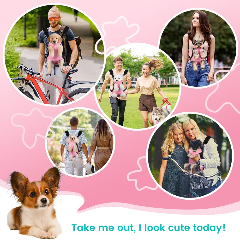 Mosago Dog Backpack Carrier, Front Chest Carrier for Small Dogs, Pink, XL