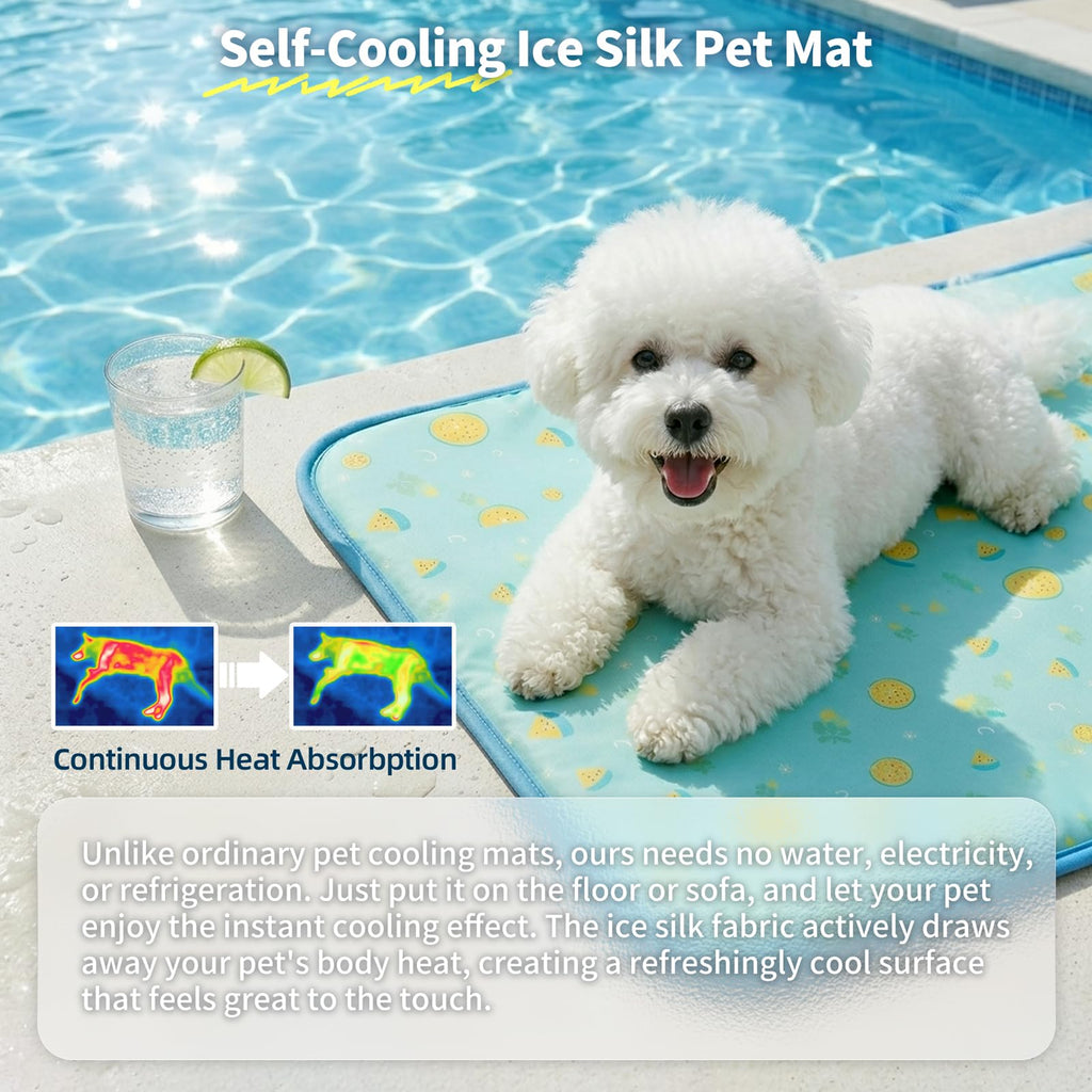 NWK Pack of 4 Pet Cooling Mat Q-Max>0.345 for Dogs & Cats (Green Fruit, L)