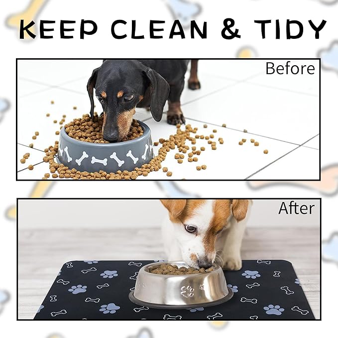 Pet Cat Dog Food Mat Non Slip Mat for Dog Water Bowl Mat Quick Dry Absorbent Cat Feeding Mat, 32 * 17 in, Green