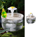 Bird Bath for Parakeets - Small Medium Bird Shower & Bathing Fountain with Filtered Circulating Water Pool Sink for Parrots Lovebirds Conures Finches Cockatiels - Pet Accessories (White Large)