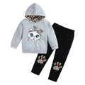 Axumity Toddler Girl Clothes Cat Print Pullover Sweatshirt + Leopard Print Pant 2-Piece Kid Girl Fall Winter Pants Set(3-4T)