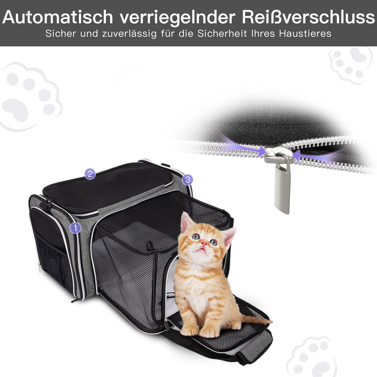 BAGLHER Cat Carrier Bag,Airline Approved Pet Carrier Soft Side Pet Travel 5 Sides Open Doors 3 Sides Expandable Foldable Dog Carrier with Fleece Pad