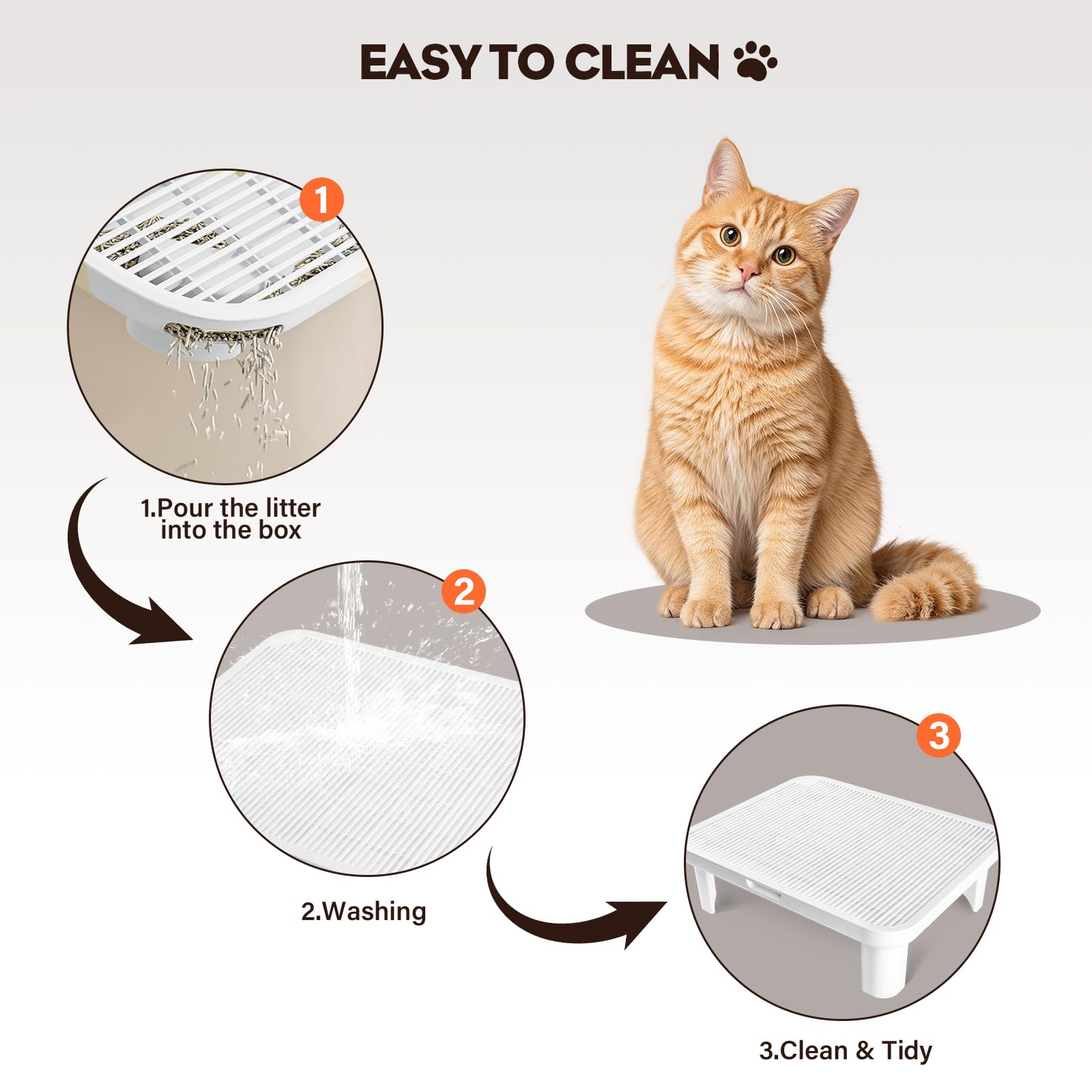 Cat Step Ramp Adjustable Litter Box Step with Filter Function, White