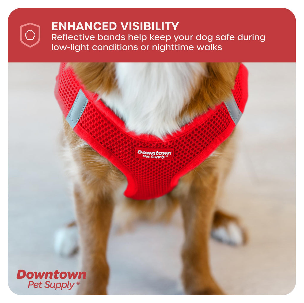 Downtown Pet Supply Step in Dog Harness No Pull, X-Large, Red - Adjustable Harness with Padded Mesh Fabric and Reflective Trim - Buckle Strap Harness for Dogs
