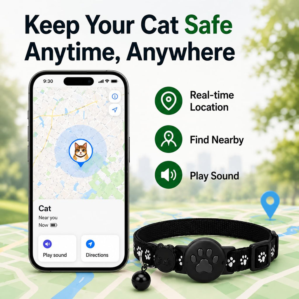 Pet Tracker,GPS Collar for Cats,Smart tag,Waterproof Compatible with Find My,No Monthly Fee,Advanced Tracking Solution Smart Collar for Pet Safety Ideal Small Large Cats(Android User)