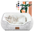 Zerbuger Rectangle Cat Dog Bed for Large Medium Small Pets Indoor Outdoor Machine Washable Sleeping Sofa Non-Slip Bottom Soft Puppy Bed Durable Orthopedic Calming Pet Cuddler (Small, White Leopard)