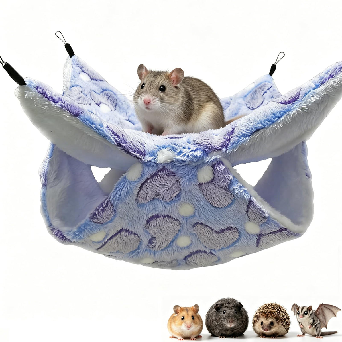 OINEEDU Guinea Pig Hammock for Cage 13.3X13.3,Sugar Glider Hammock,Reusable