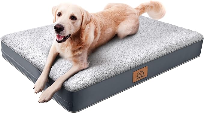 Sunheir Washable Orthopedic Large Dog Bed, Big Waterproof Dog Crate Bed 36"