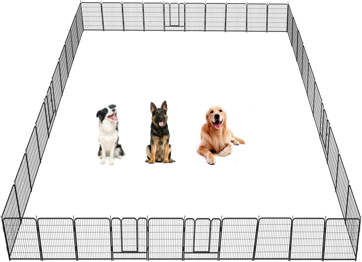 Dog Playpen,32/40/45 Inch Height in Heavy Duty, Folding Indoor Outdoor Anti-Rust Dog Exercise Fence, Portable Pet Playpen with Door for Large Medium Small Dogs and Pet (32 Panels, 45 Inch) Silver