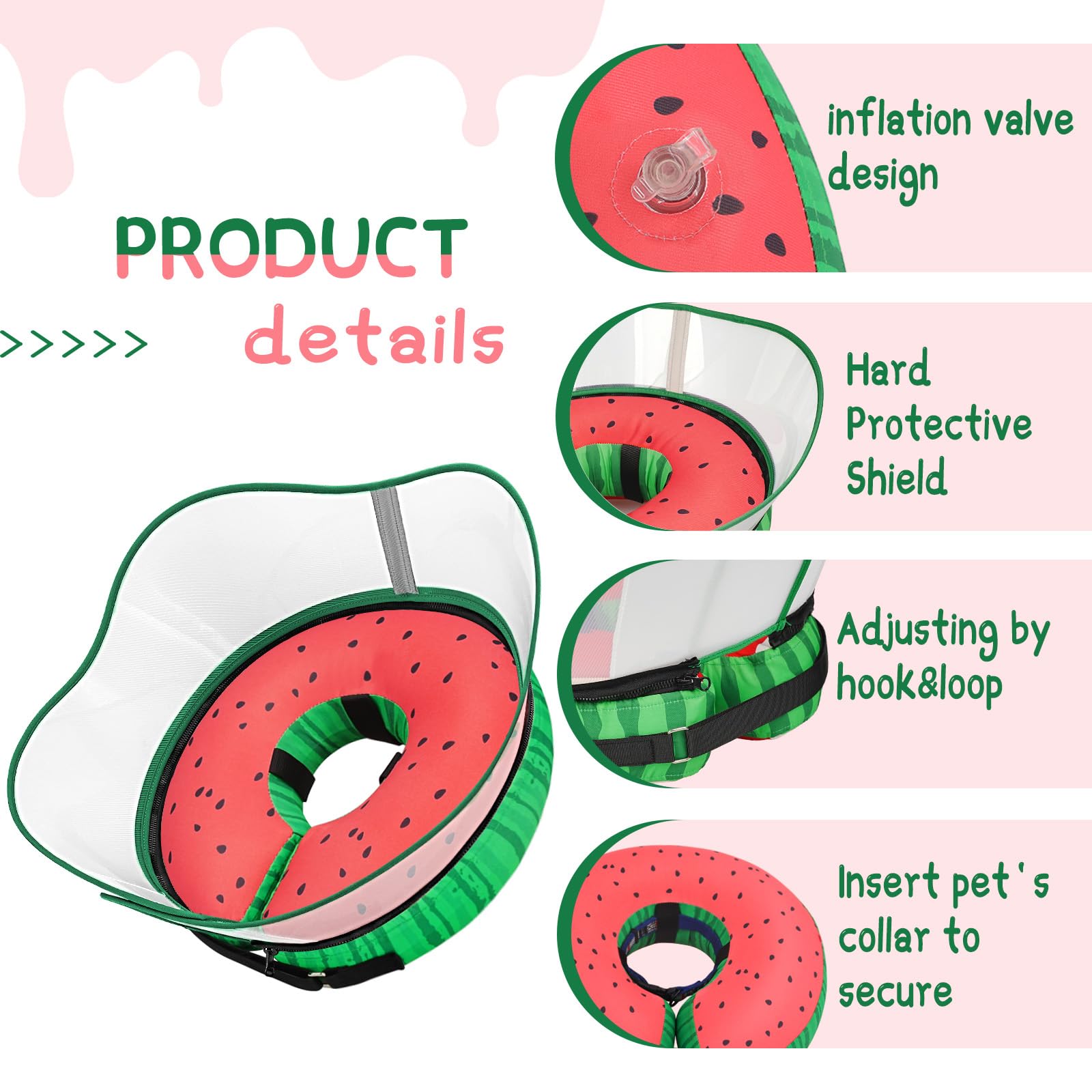 Supet Raised Inflatable Dog Cone Collar to Stop Licking, Soft Dog Cone Alternative After Surgery, Pet Neck Donut Collar for Small Medium Large Dogs