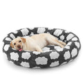 JOEJOY Jacquard Donut Round Dog Beds Large Sized Dog,Grey 36x36x8in, Removable Washable Cover, Cute Pattern, Ultra Soft Fluffy Calming Pet Bed with Thick Supportive Bolster