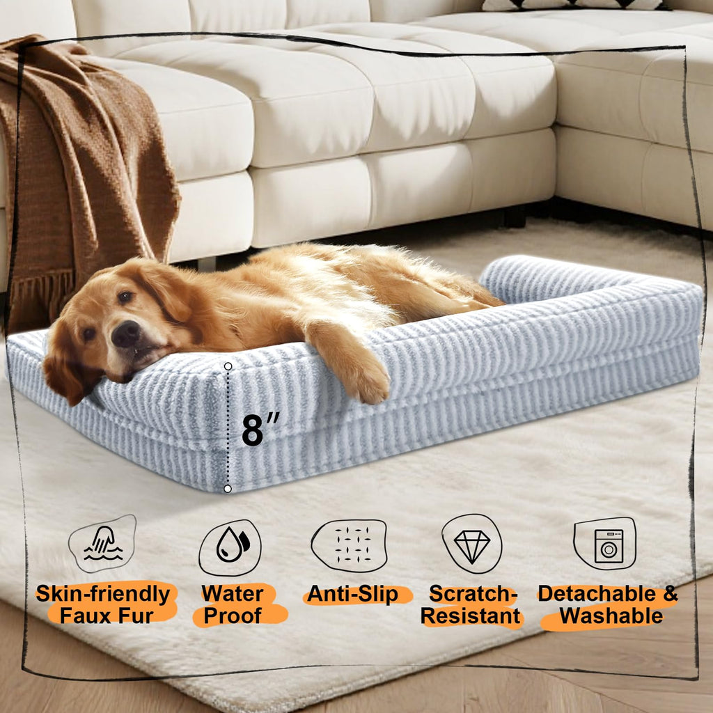 MEKIY Orthopedic XL Dog Bed with Bolster for Extra Large Size Dogs