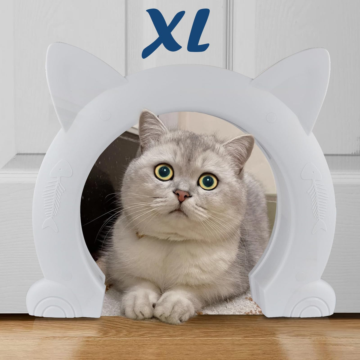 Wordcam X-Large Cat Door Interior Door for Pets 14-30lbs, No-Flap, Black