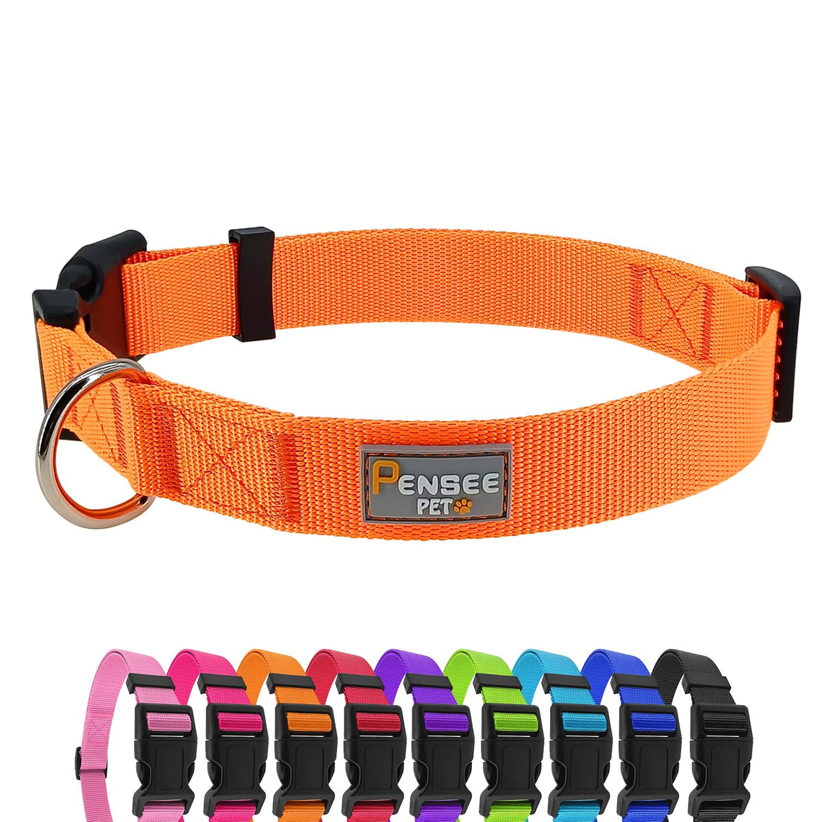 PenSeepet Basic Dog Collar, Adjustable Nylon for Medium Dogs, Green