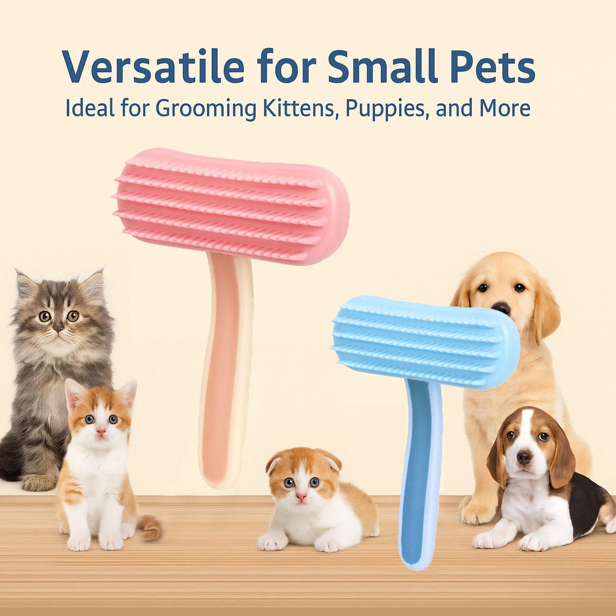 Oxiros 2 Pack Bunny and Chinchilla Grooming Brush – Soft Silicone De-Shedding Bath & Massage Comb for Rabbits, Guinea Pigs, Small Pets, Cats, Dogs, Kittens & Puppies