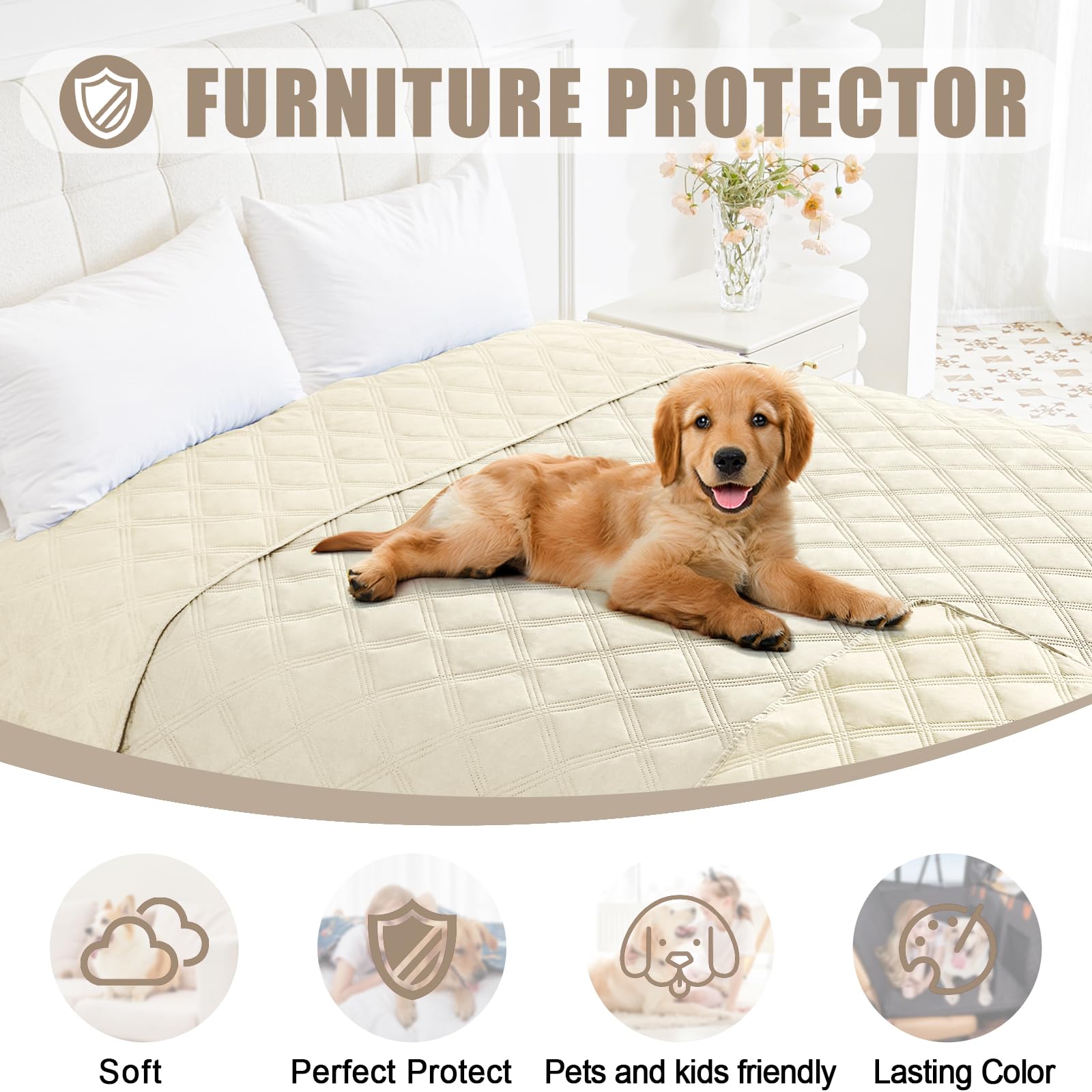Smiry Waterproof Dog Bed Cover, Reversible Pet Blanket for Sofa Couch
