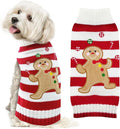 Dog Christmas Sweater Xmas Pet Clothes Cute Striped Gingerbread Man Costume Holiday Puppy Cat Jumpers Outfits New Year Gifts for Small Medium Large Dogs(Red Gingerbread Man,S)