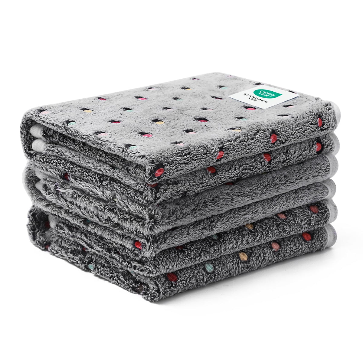 1 Pack 3 Blankets Super Soft Cute Dot Pattern Pet Blanket Flannel Throw for Dog Puppy Cat Blue/Purple/Grey Small